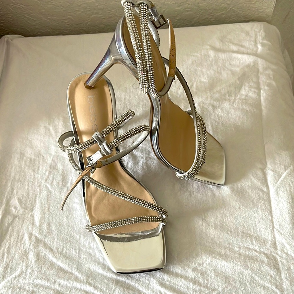 Bebe Rhinestone Stiletto Sandals
